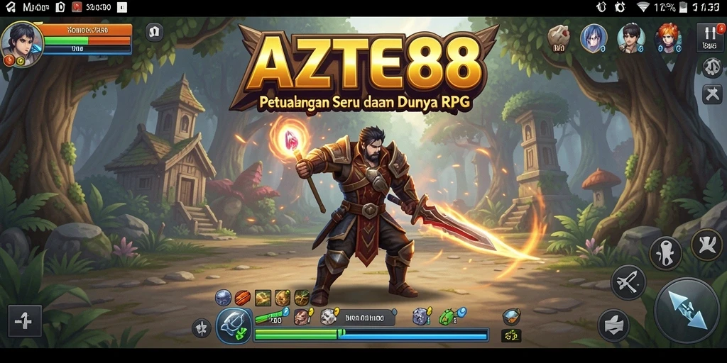Tangkapan layar gameplay AZTEC88 yang menunjukkan karakter sedang bertarung.