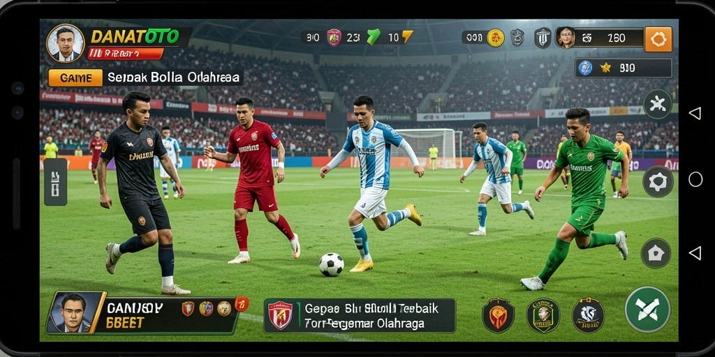 Tampilan gameplay menarik dari DANATOTO dengan aksi sepak bola mendebarkan.