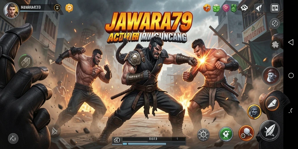 Gameplay seru JAWARA79 dengan pertarungan aksi yang mendebarkan.