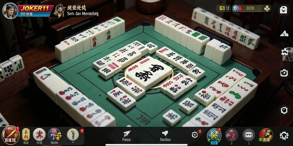 Tampilan gameplay menarik JOKER11 dengan tantangan Mahjong.