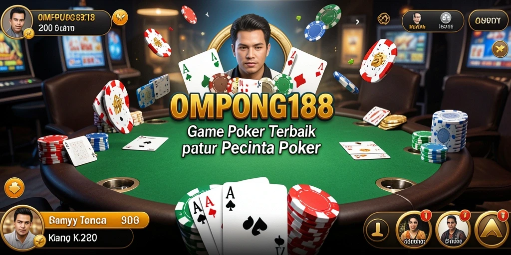 Tampilan gameplay seru di OMPONG188 saat permainan Poker berlangsung.