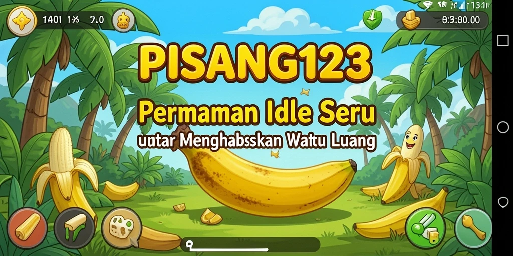 Screenshot PISANG123 menunjukkan gameplay pengumpulan sumber daya yang menyenangkan.