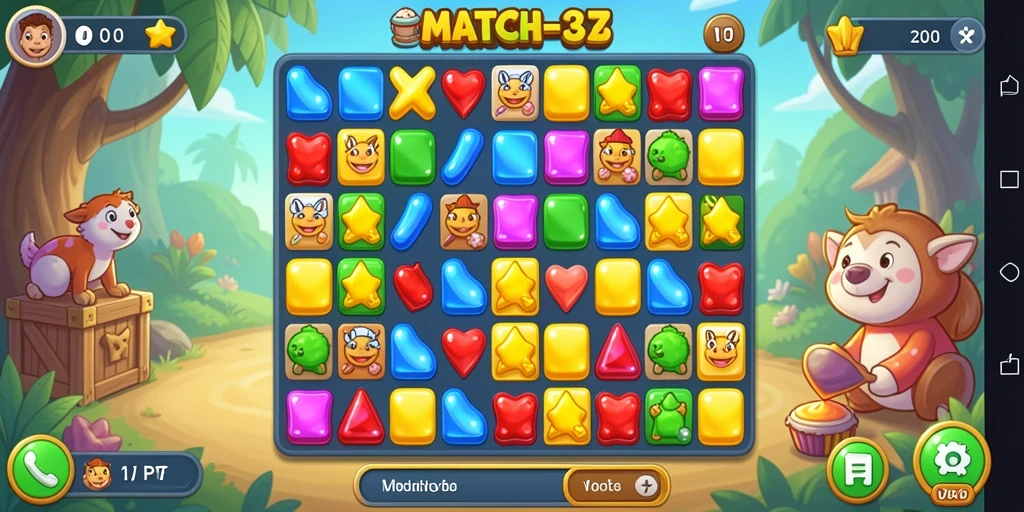 Screenshot gameplay V07 dengan aksi seru Match-3.